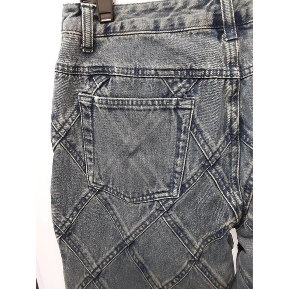 Rare Vintage Boho High Waisted Diamond Patchwork Denim Jeans - Picture 6 of 8